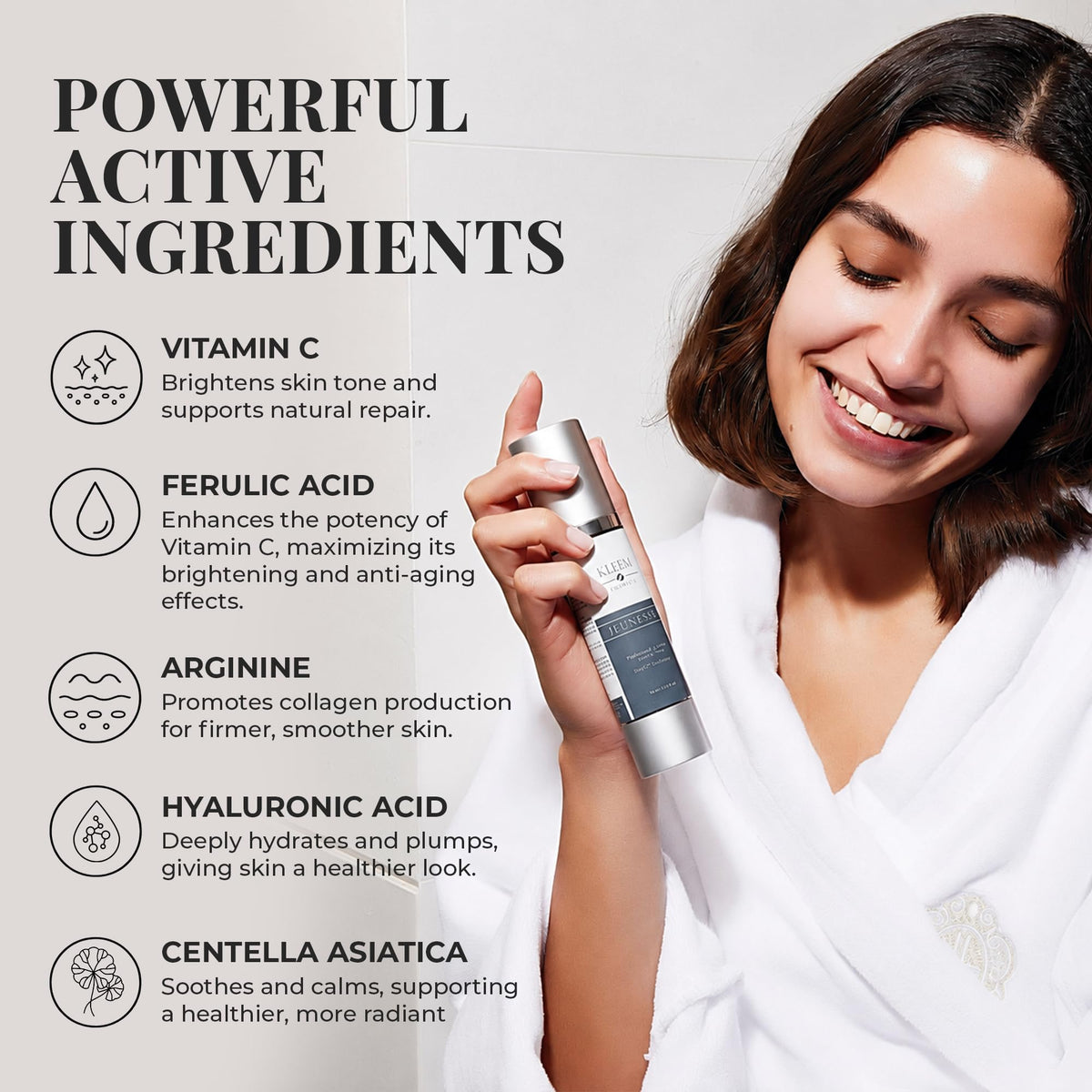 Kleem Vitamin C Face Serum with Hyaluronic Acid, Vitamin E & Aloe Vera