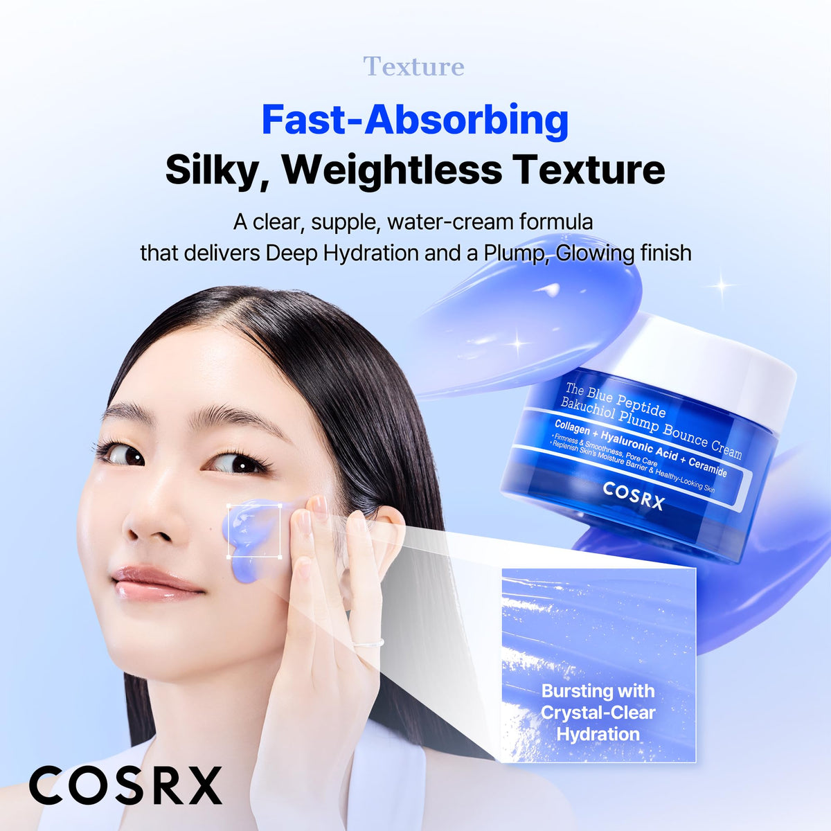 COSRX Blue Copper Peptide Bakuchiol Cream, 1.76 oz Korean Face & Body Moisturizer