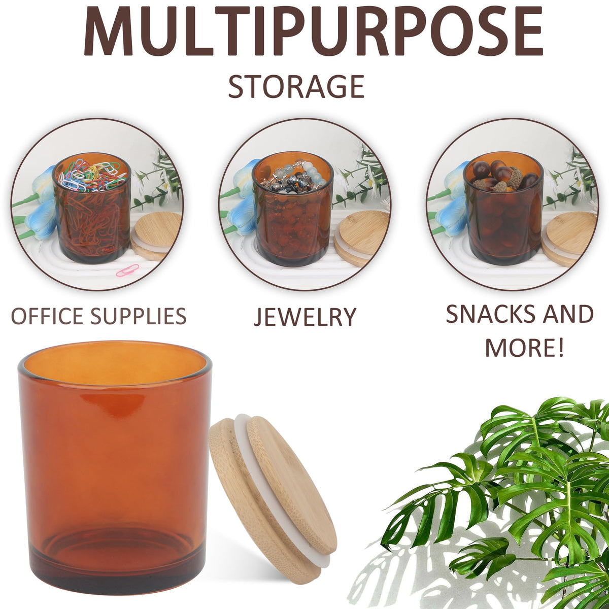 MILIVIXAY 12 Pack Glass Candle Jars with Airtight Bamboo Lids