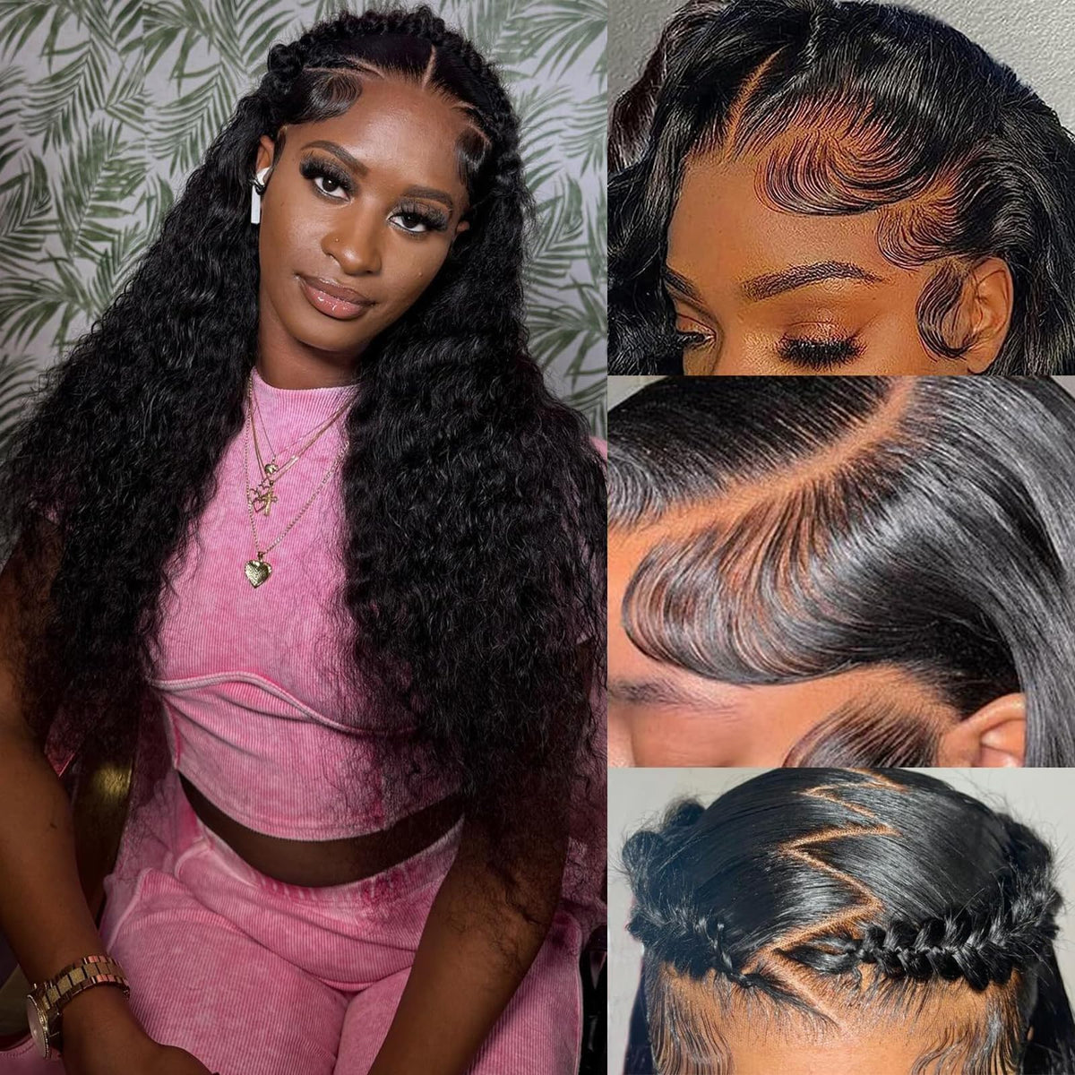 Momaksa 13x4 Deep Wave Human Hair Lace Front Wig, 200% Density