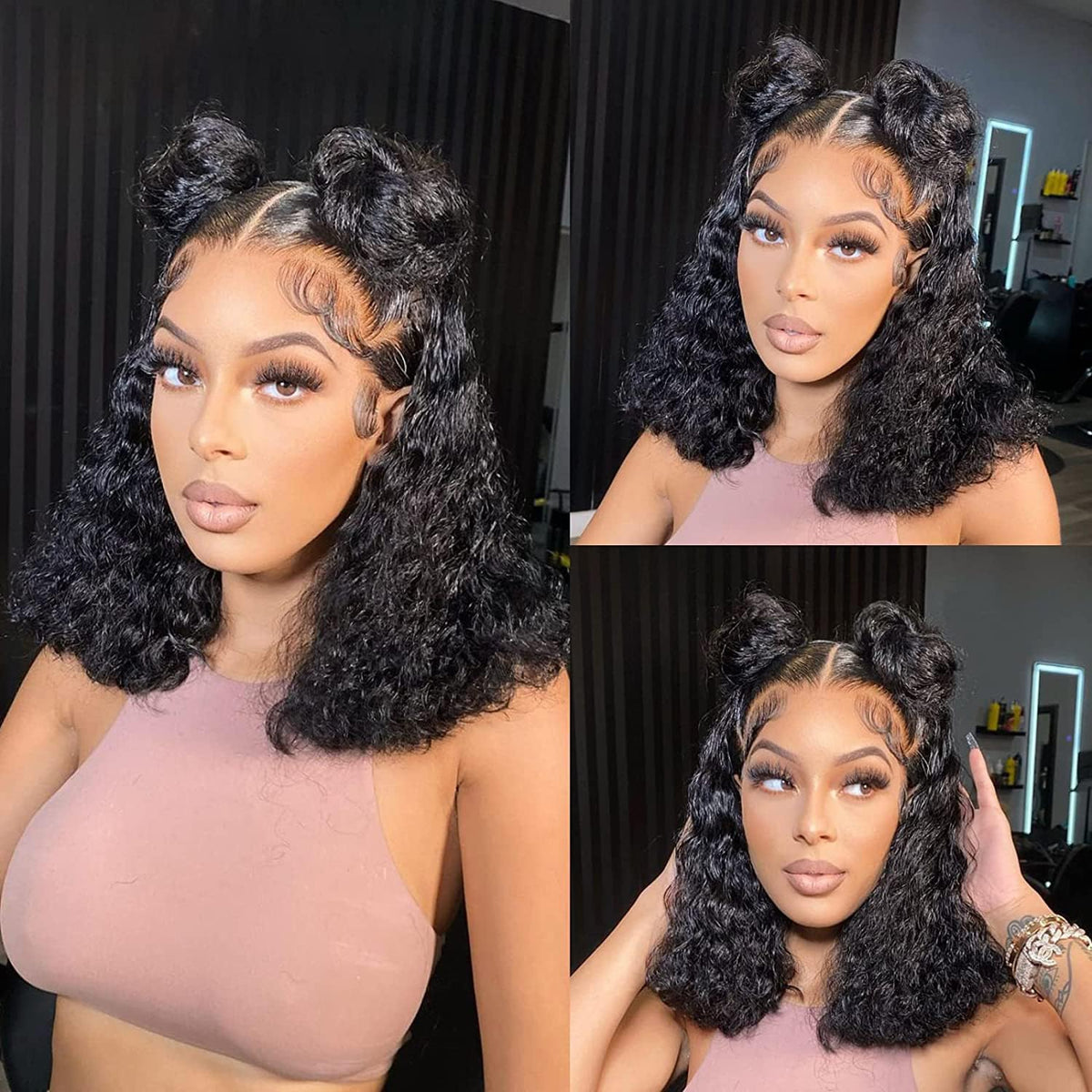 13x4 Curly Bob Lace Front Wig Human Hair