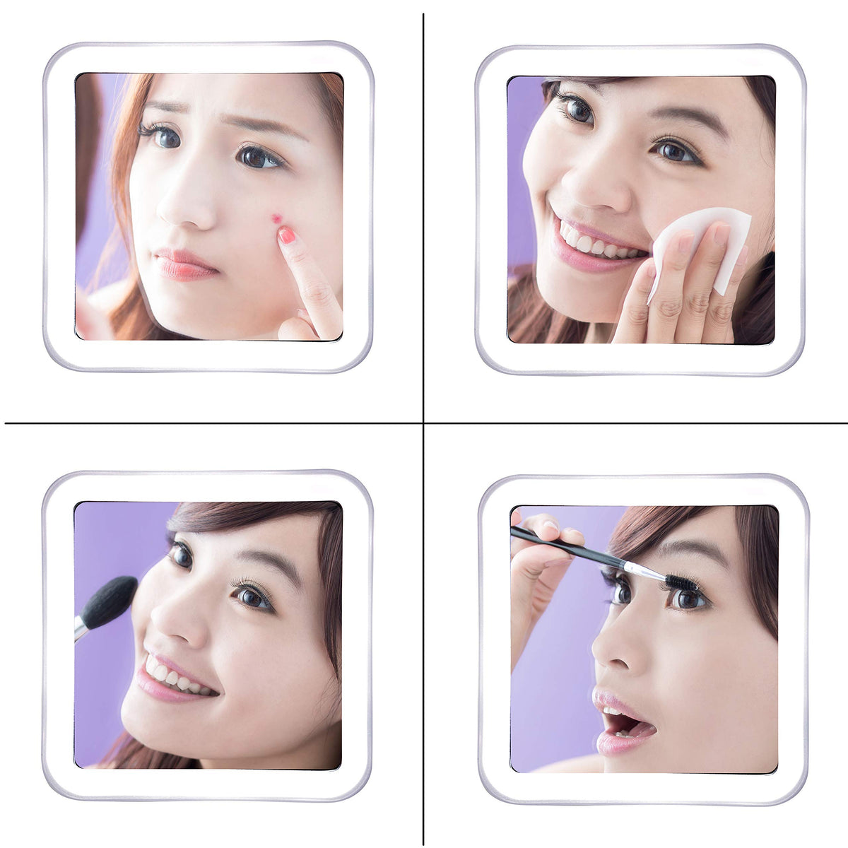 JiBen Square LED 10X Magnifying Makeup Mirror with Suction Cup