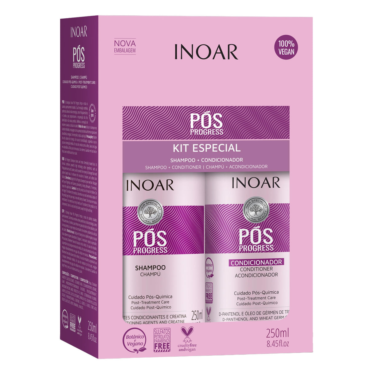 Inoar Pós Progress Duo Kit Shampoo & Conditioner, 8.45 fl oz Each
