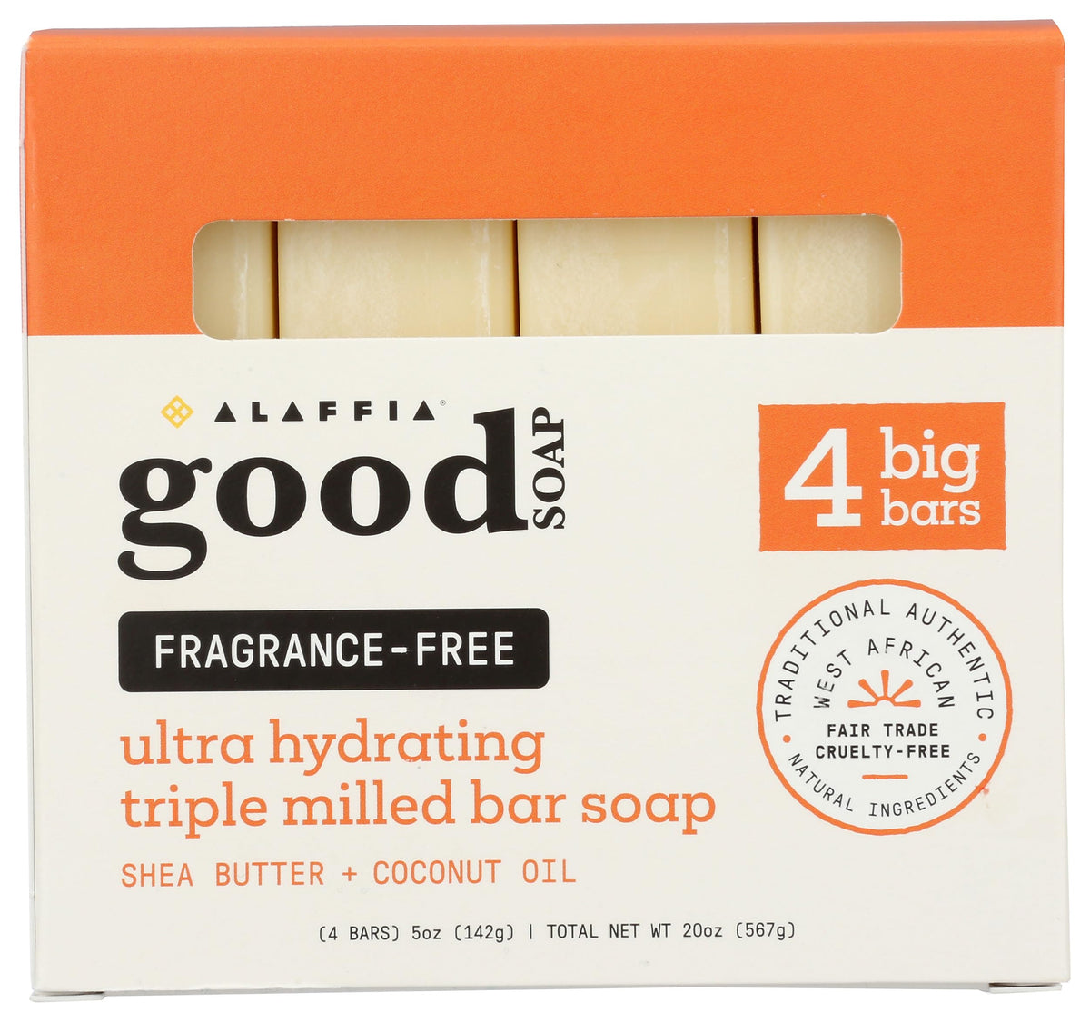 Alaffia Good Soap Fragrance-Free Value Pack, 4 Count