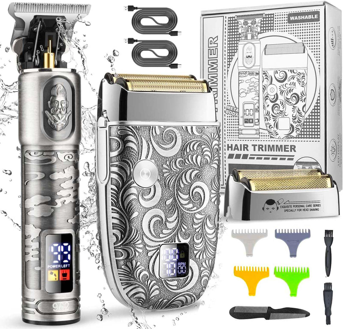 Men's Foil Shaver and T-Blade Trimmer with LED Display