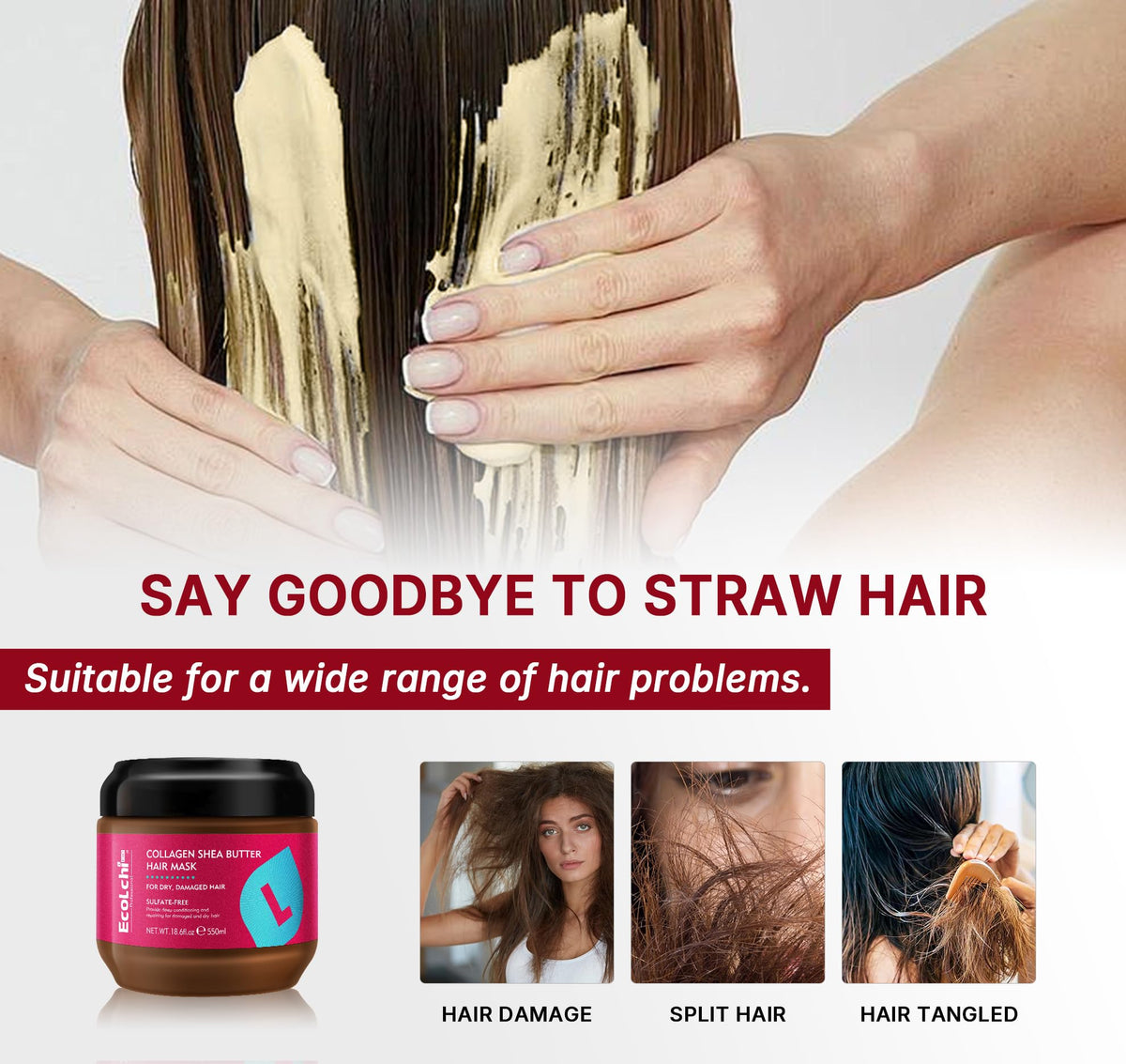 Ecolchi Collagen Shea Butter Hair Mask Deep Repair Conditioning Treatment