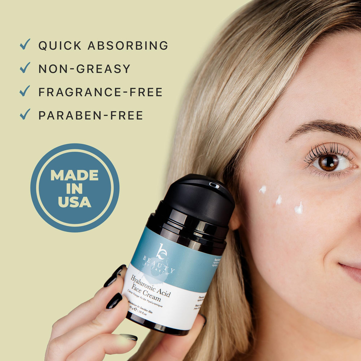 Hyaluronic Acid Face Moisturizer with Glycerin & Vitamin E, Unscented, 1.58 oz