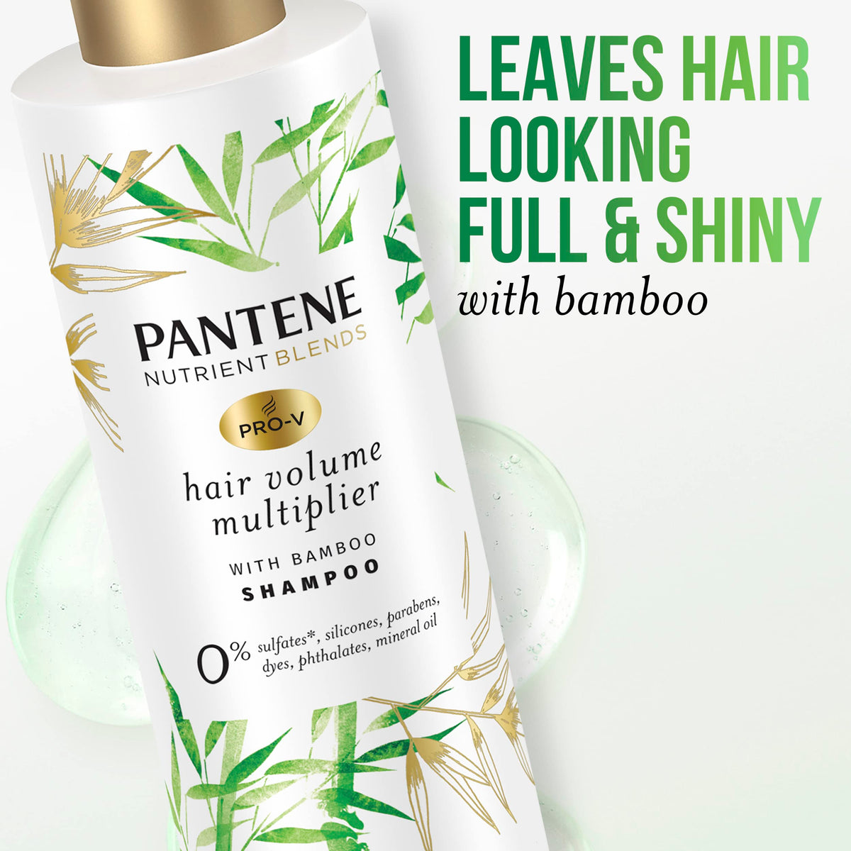 Pantene Sulfate-Free Volumizing Shampoo with Bamboo, Color-Safe