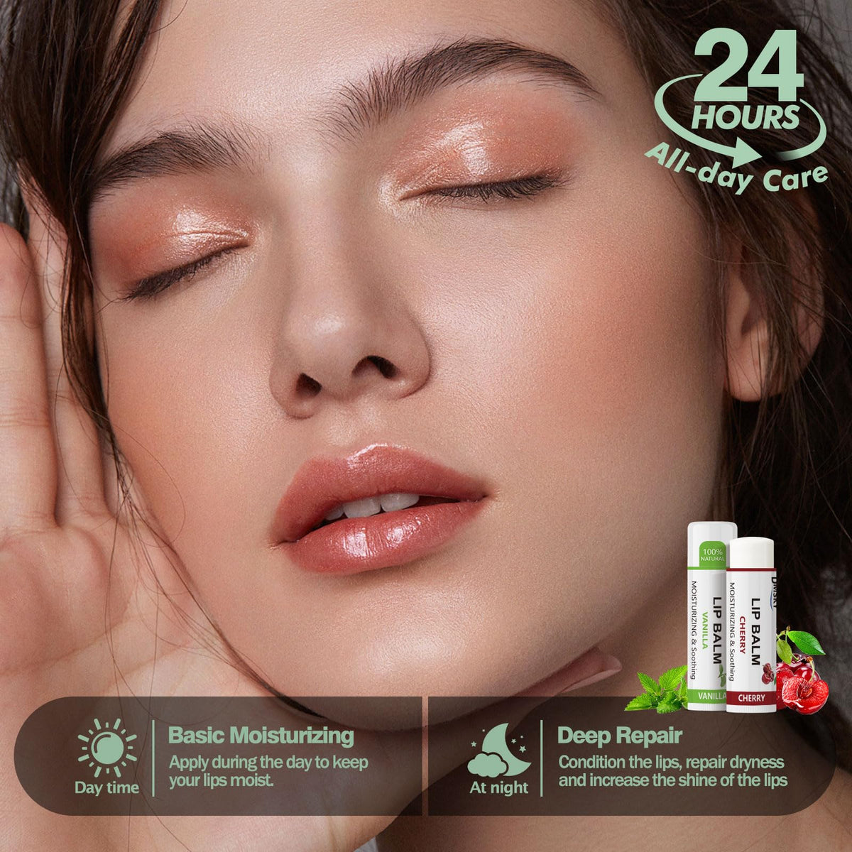Natural Moisturizing Lip Balm with Coconut Oil, Beeswax and Olive Oil
