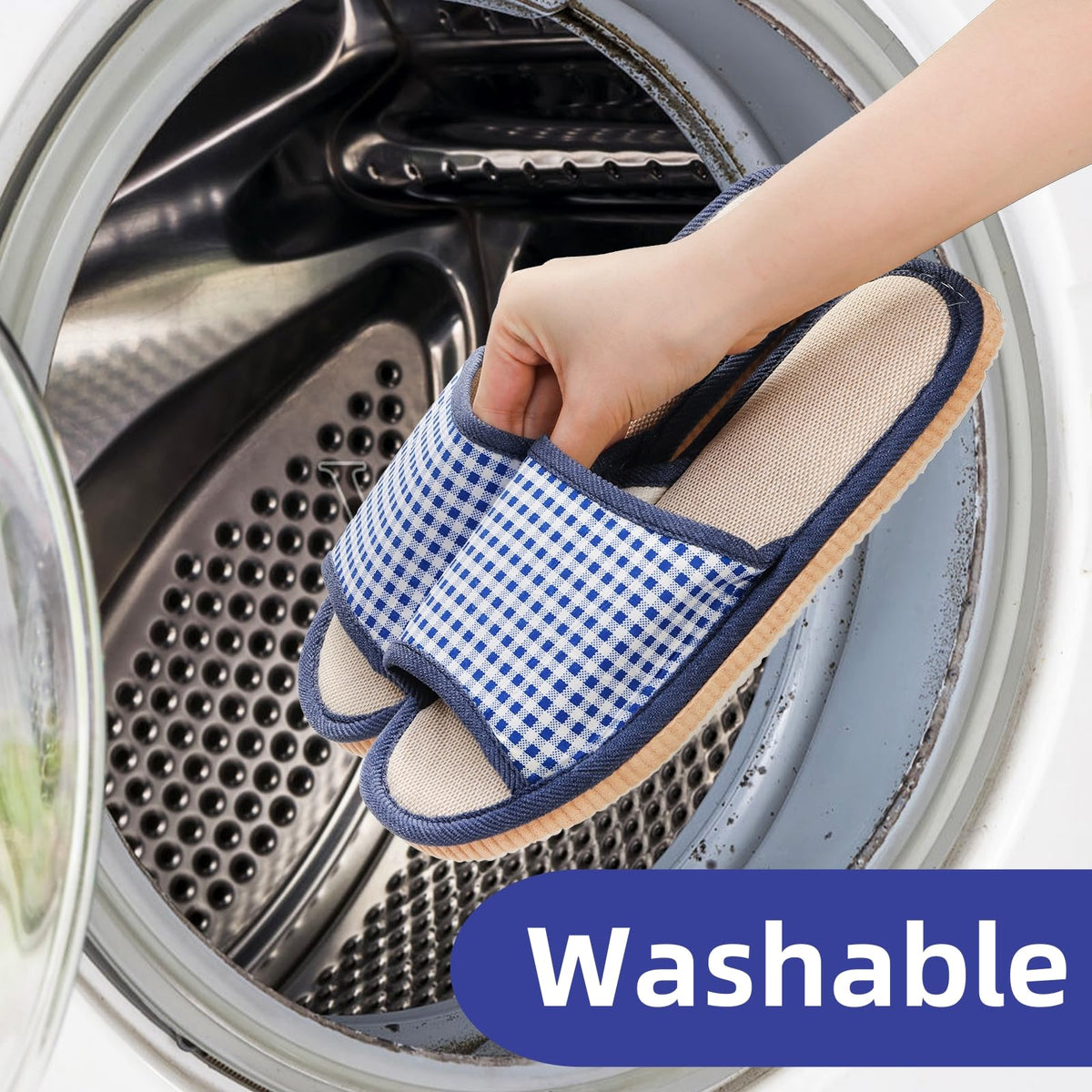 Eorbow Washable Guest House Slippers, Open Toe Non-Slip Spa Slippers, 10 Pairs