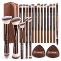 MAANGE 20-Piece Travel Makeup Brush Set with Case and Cushion Puffs