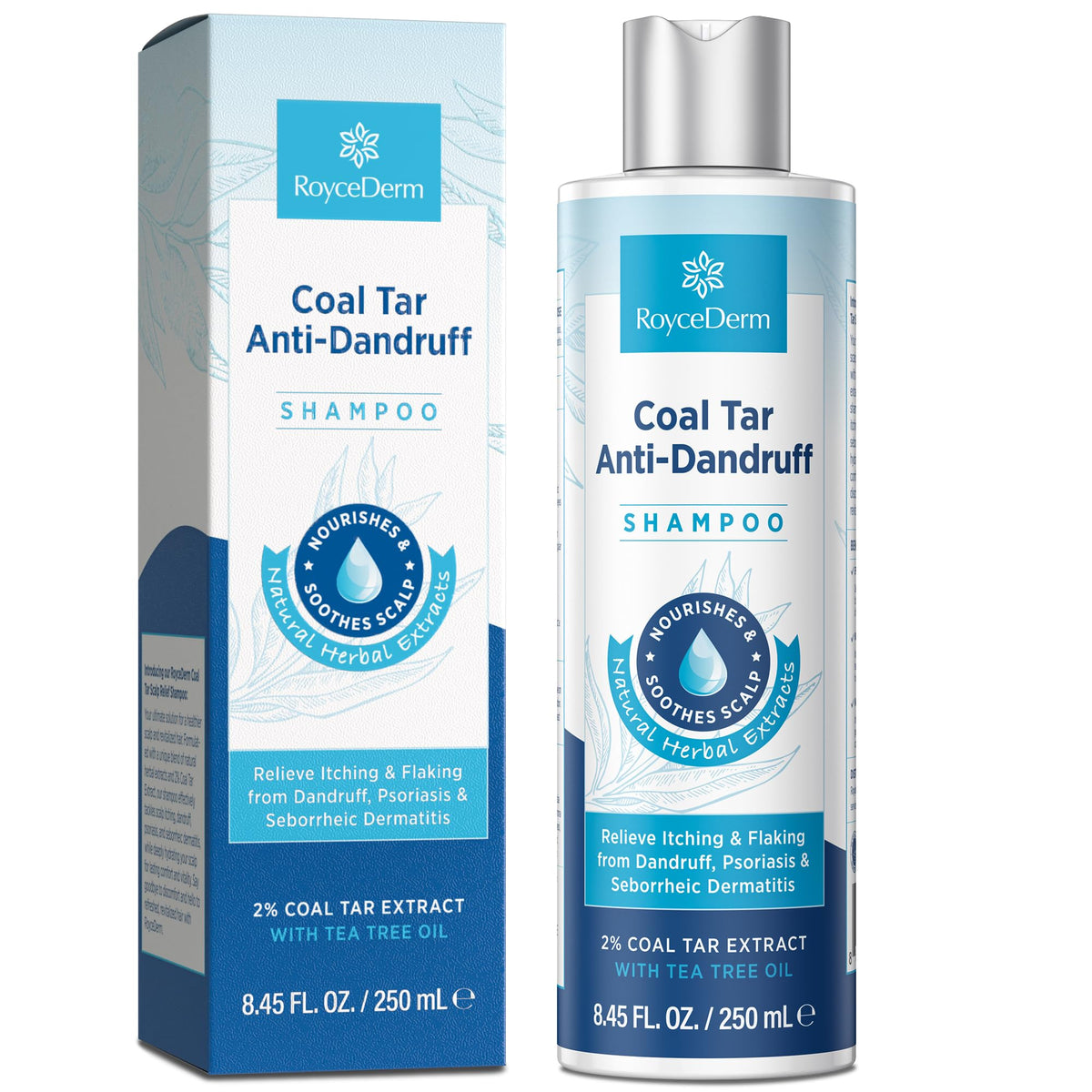 RoyceDerm Coal Tar Dandruff Shampoo for Medicated Scalp Relief