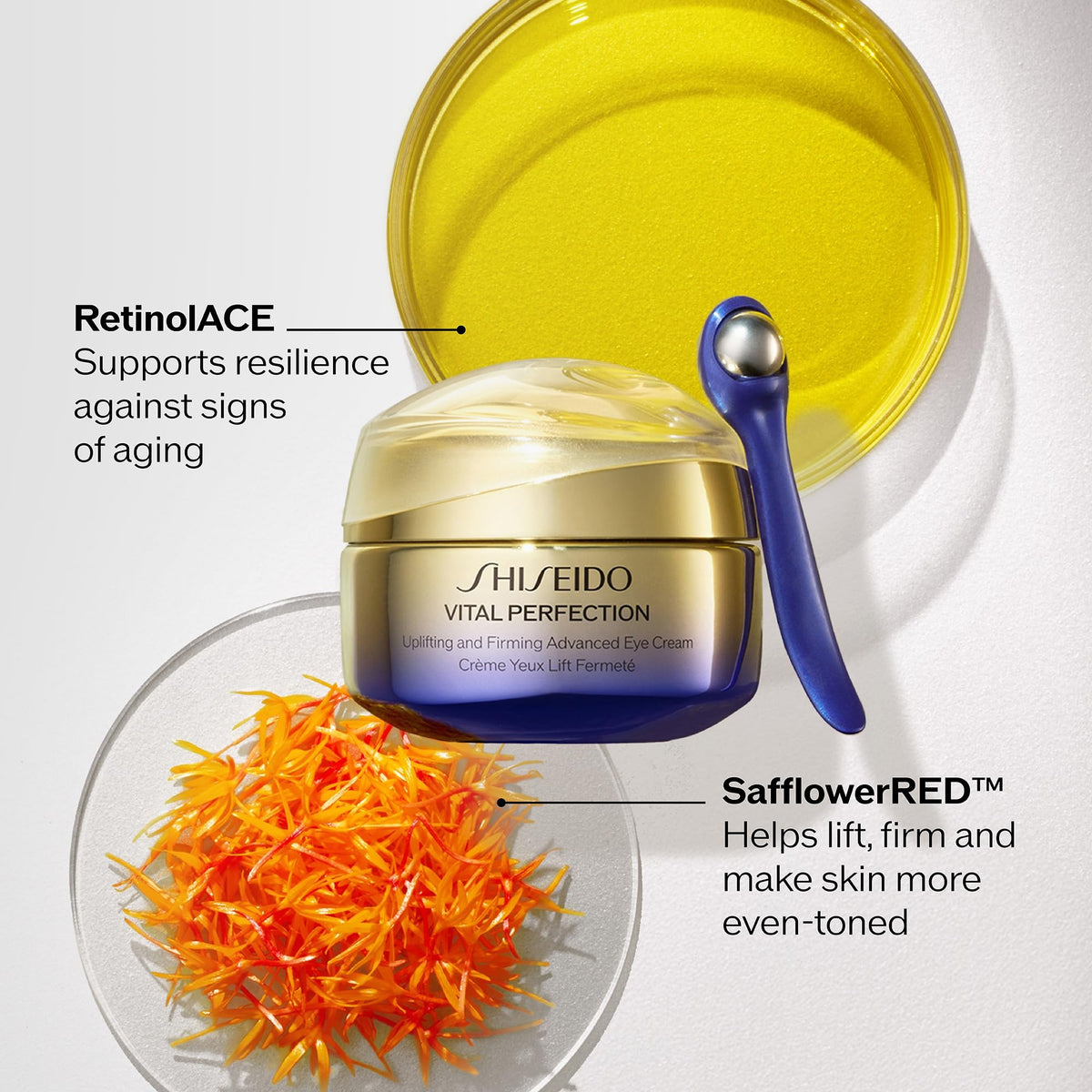 Shiseido Vital Perfection Uplifting and Firming Advanced Eye Cream with Massage Roller, 15 mL