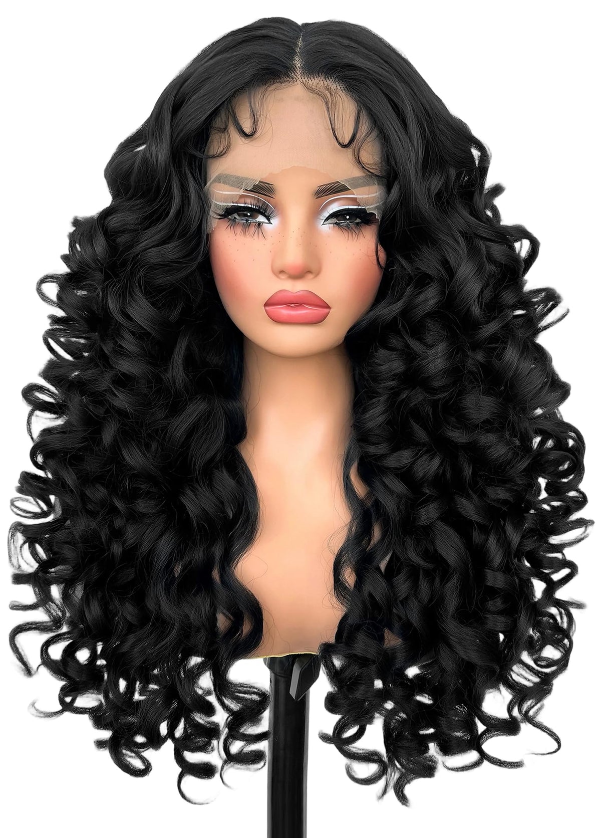 SOKU Long Curly Glueless Lace Front Wig with HD Lace