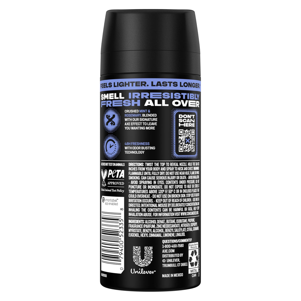 AXE Phoenix Body Spray, Fresh Mint & Rosemary Scent, 4 Count, 2.9 oz Each