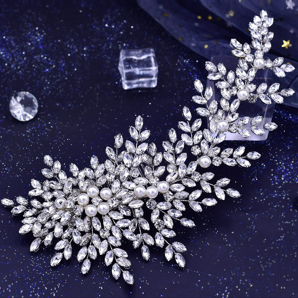 Crystal Pearl and Rhinestone Bridal Hair Comb for Women and Girls