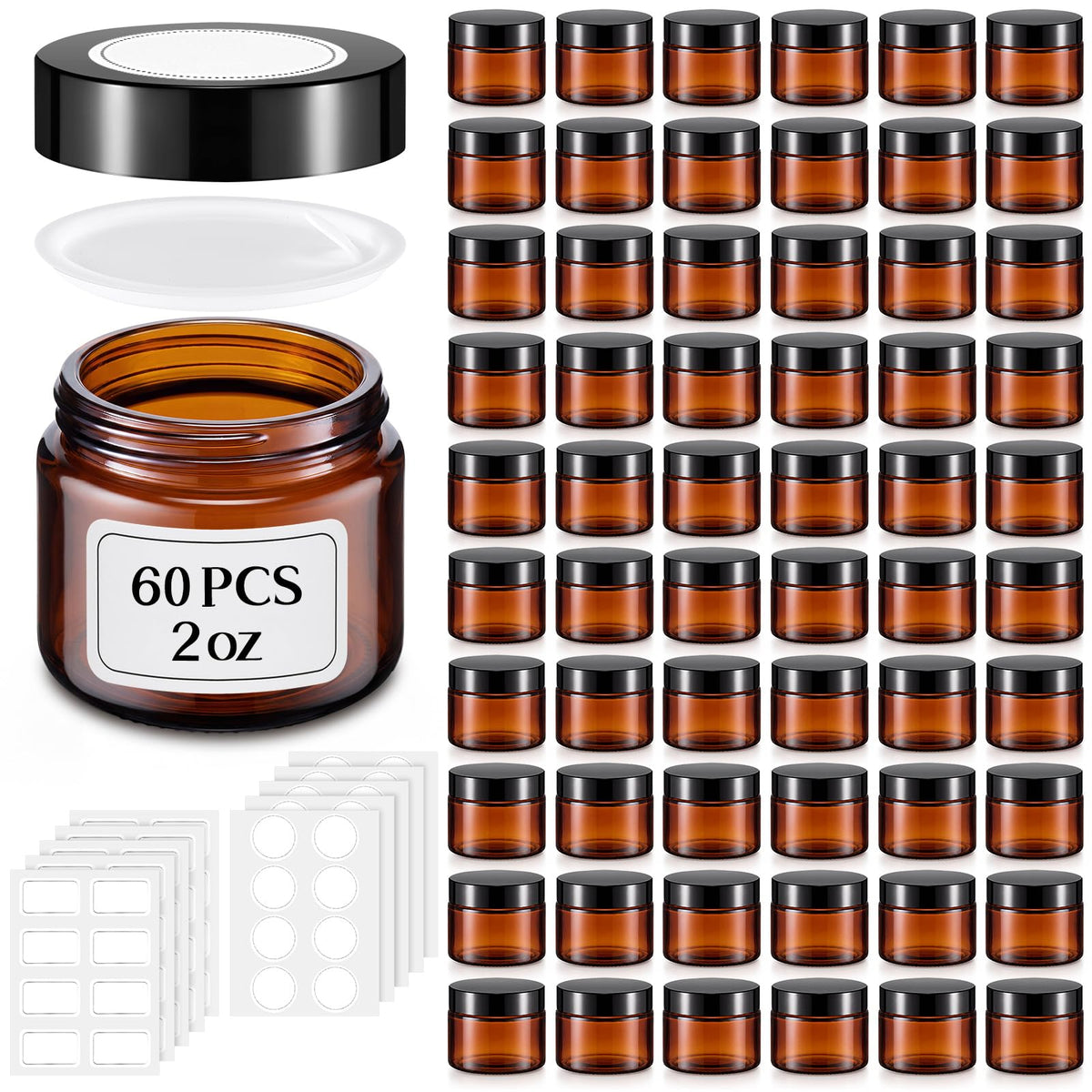 Layhit 2 oz Glass Jars with Airtight Lids