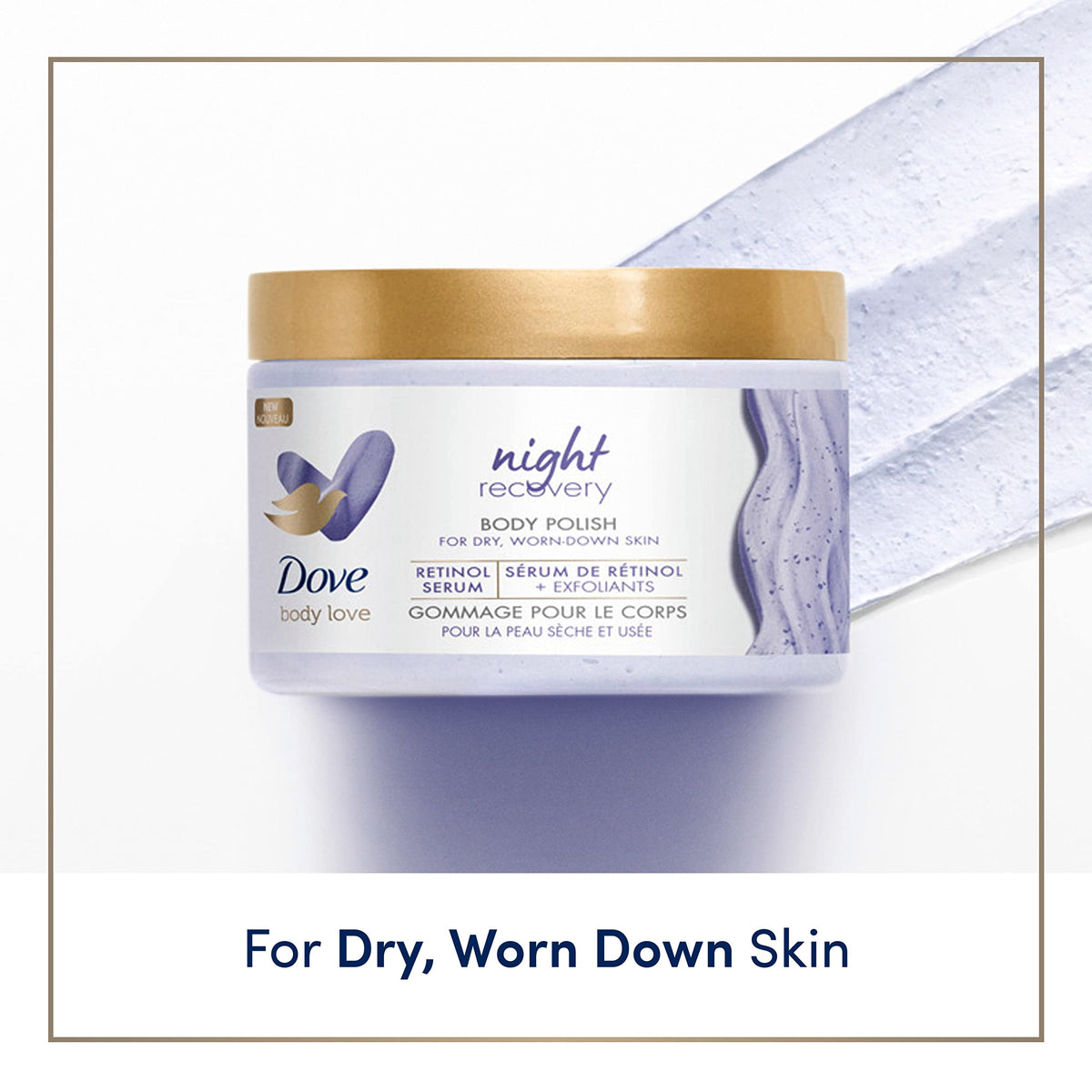 Dove Body Love Night Recovery Body Polish with Retinol, 3 Count, 12 oz