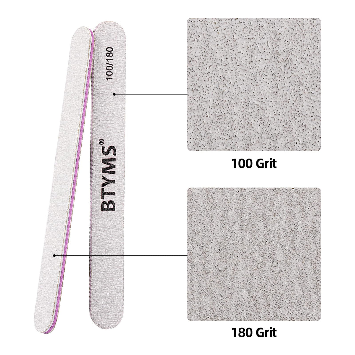BTYMS 100/180 Grit Double-Sided Emery Board Nail Files