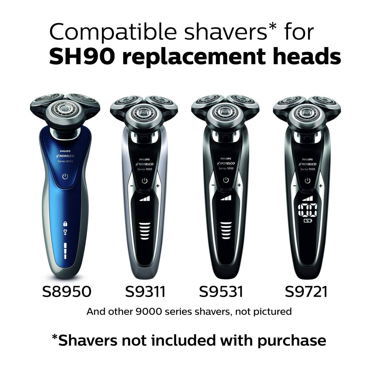 Philips Norelco SH90/62 Replacement Shaver Head with Three Blades