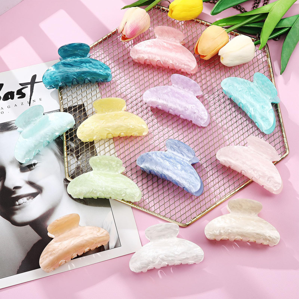 12 Pcs Large Acrylic Hair Claw Clips for Women