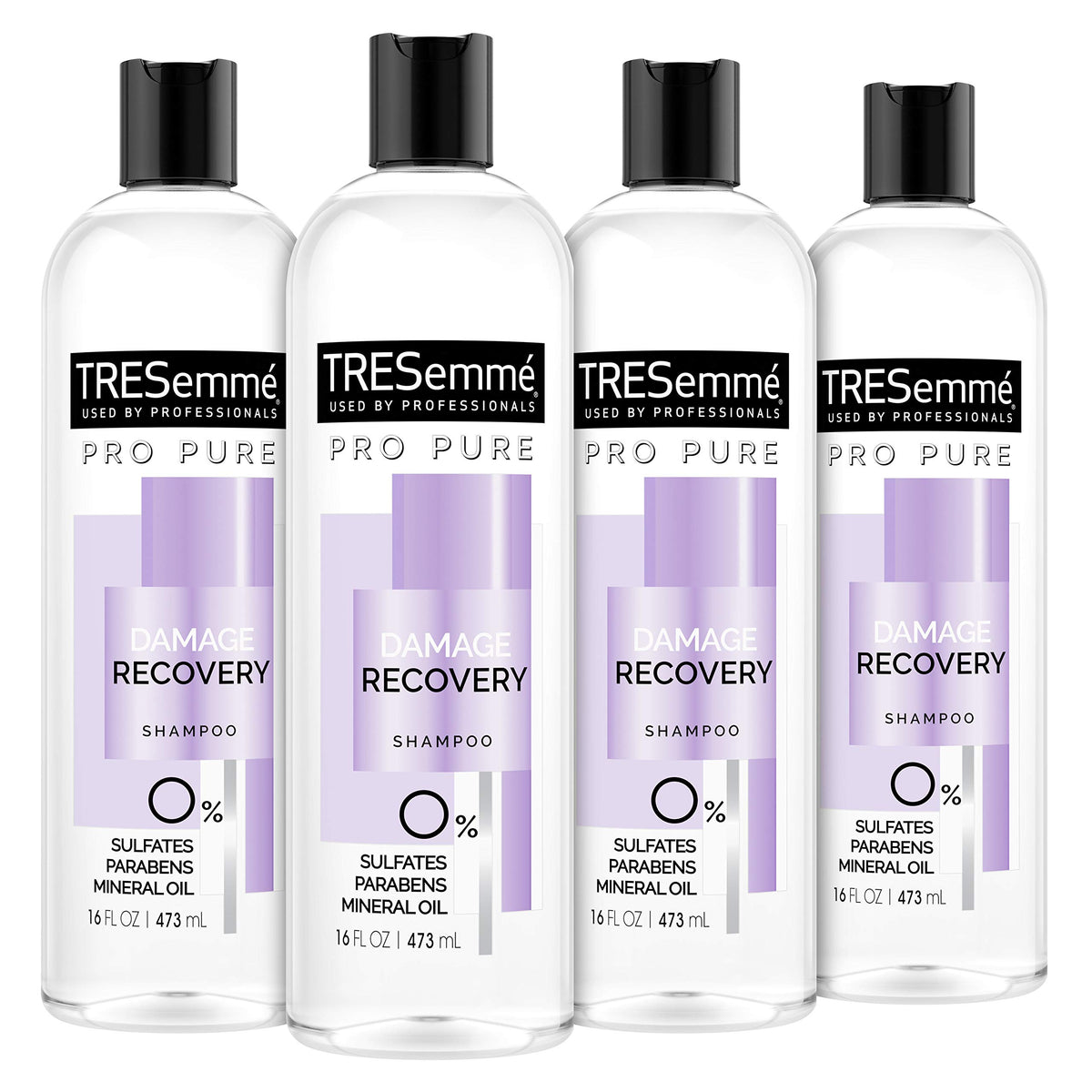TRESemmé Pro Pure Damage Recovery Shampoo, Sulfate-Free, 16 Fl Oz, Pack of 4