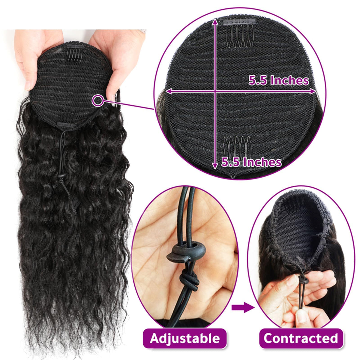100% Human Hair Ponytail Extension