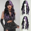 7JHH Heat-Resistant Synthetic Wavy Highlight Wig with Bangs