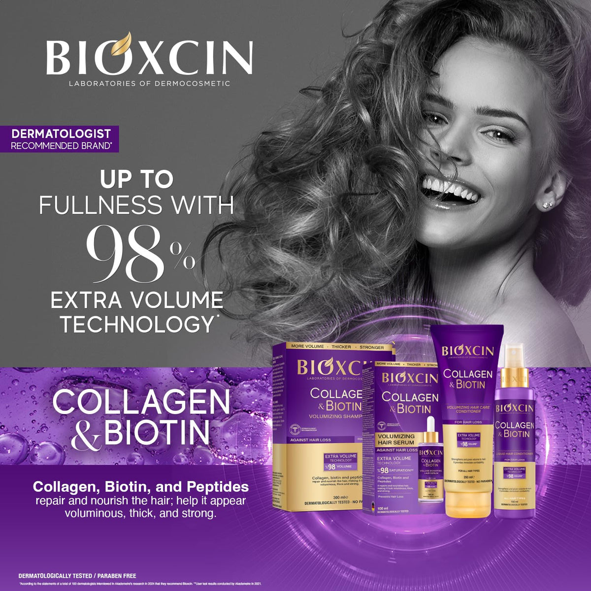 BIOXCIN Collagen & Biotin Anti-Hair Loss Shampoo 3-Pack 300 mL