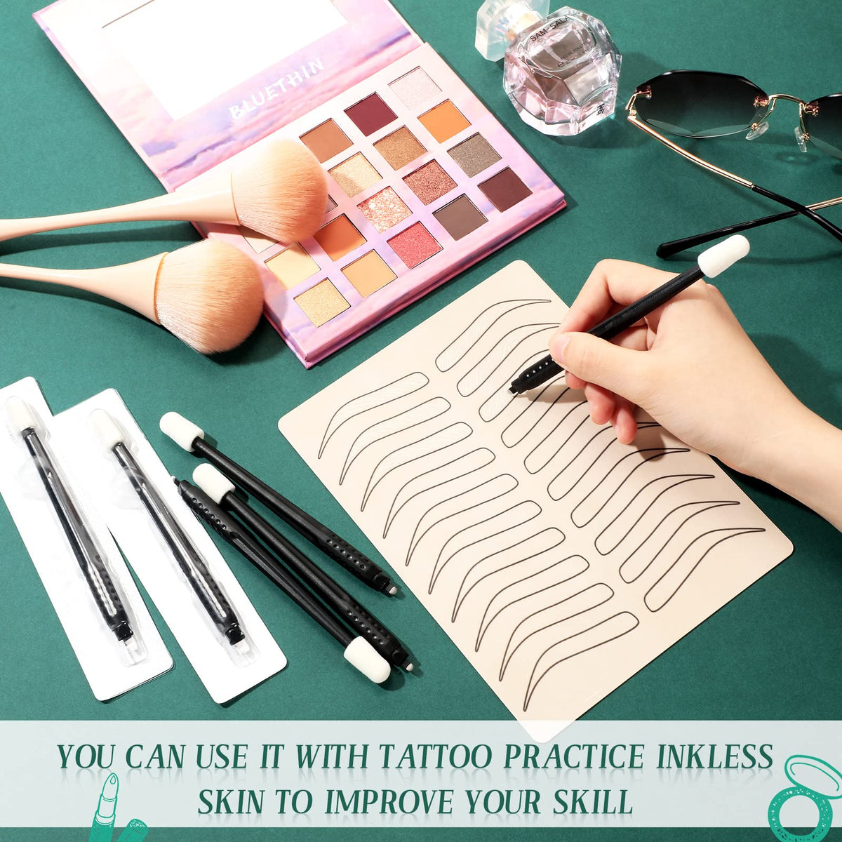 12-Piece Disposable U18 Manual Microblading Pens with Pigment Sponge