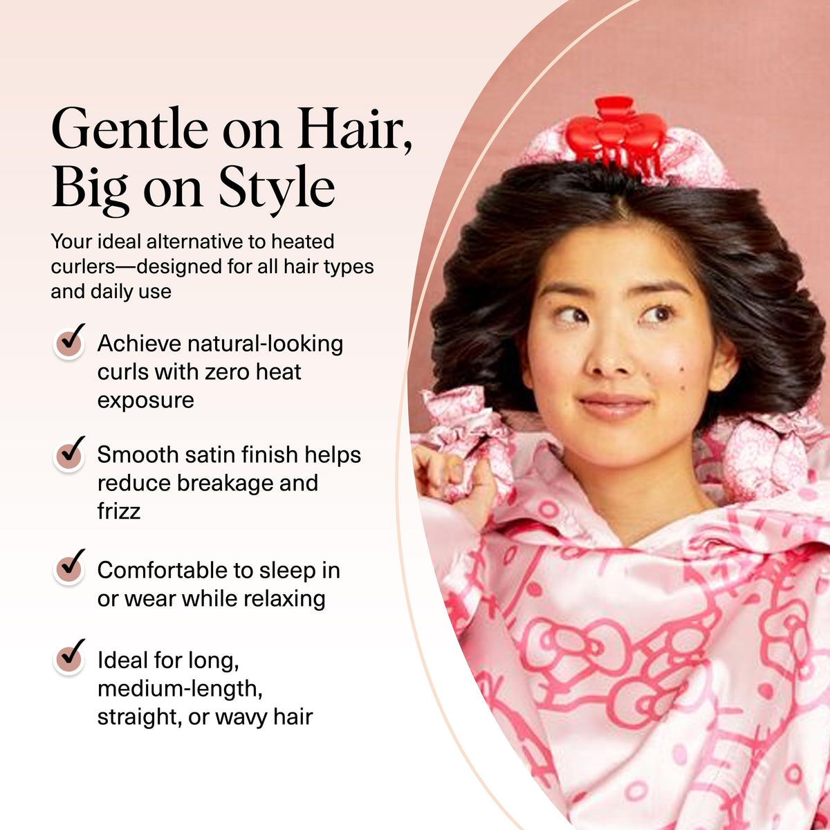 Kitsch Satin Heatless Hair Curler Set - Overnight Curling Rod & Scrunchies
