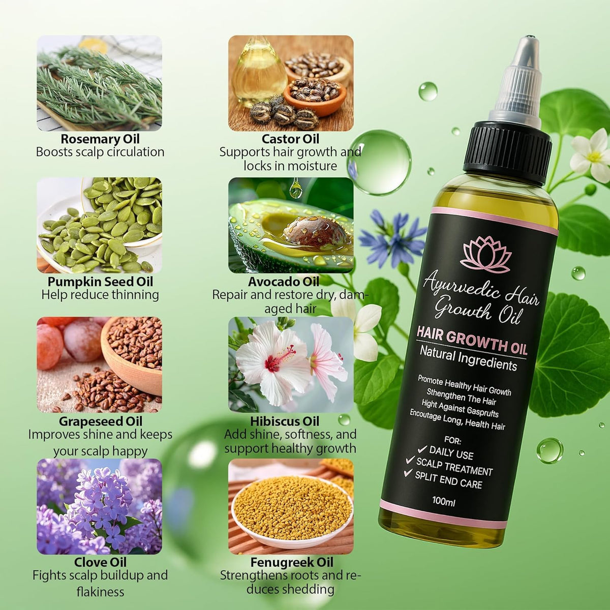 Lifewithqueenp Herbal Hair Growth Oil for Scalp and Hair Care
