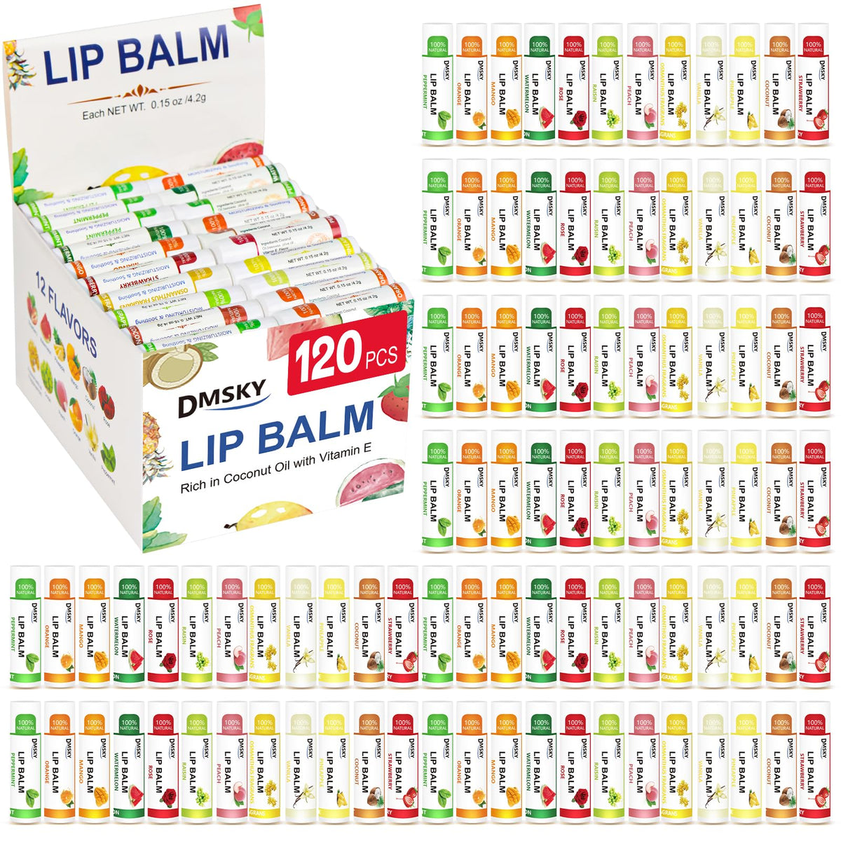 DMSKY Flavored Lip Balm with Vitamin E and Coconut Oil