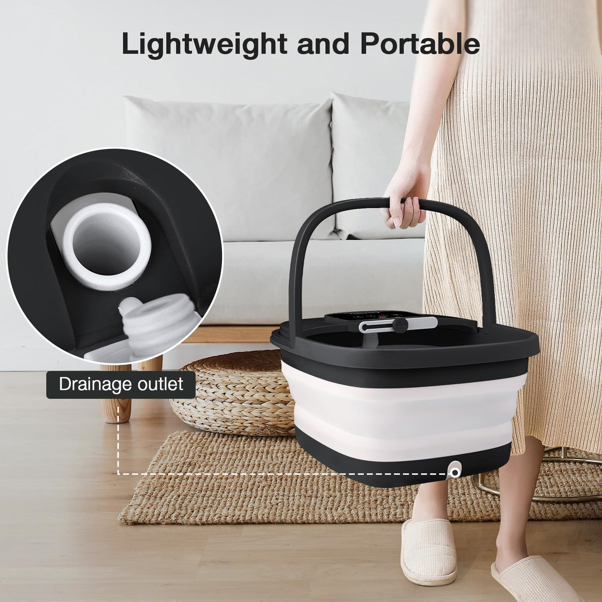 HOSPAN Collapsible Foot Spa with Heat, Bubbles, Red Light and Shiatsu Massage