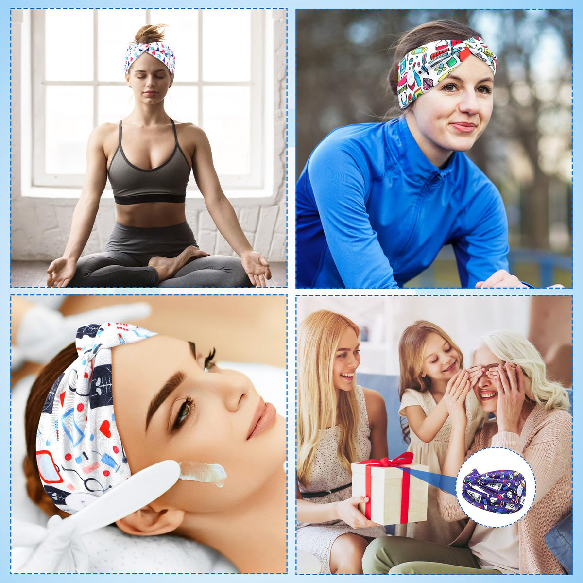 Jexine 20-Piece Button Headbands, Wide Non-Slip Hairbands