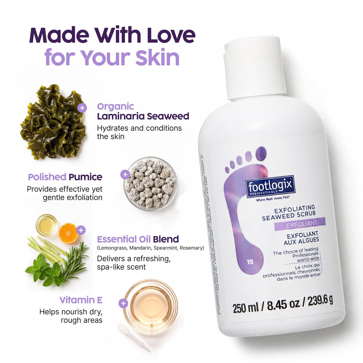 Footlogix Exfoliating Seaweed Scrub with Organic Seaweed & Pumice, 8.45 oz