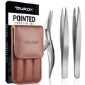 DUROX 3-Piece Stainless Steel Tweezers Set with Travel Pouch