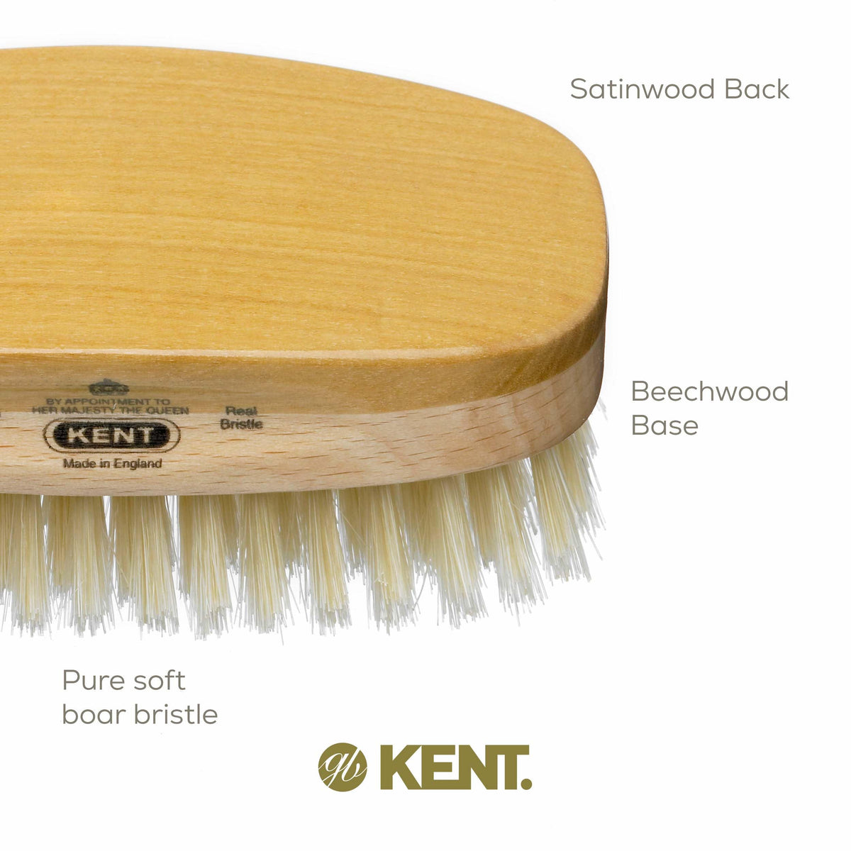 Kent MS23D Men's Military Style Boar Bristle Hair & Beard Brush