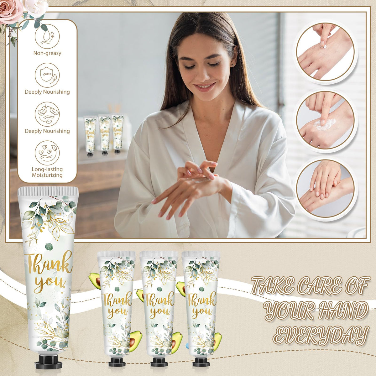 Travel Size Hand Cream Party Favors with Organza Bags, 48 Sets