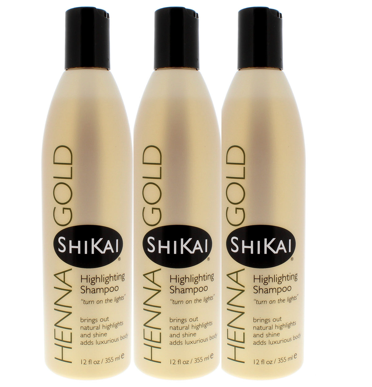 Shikai Henna Gold Highlighting Shampoo with Natural Fragrance, 12.6 oz, Pack of 3