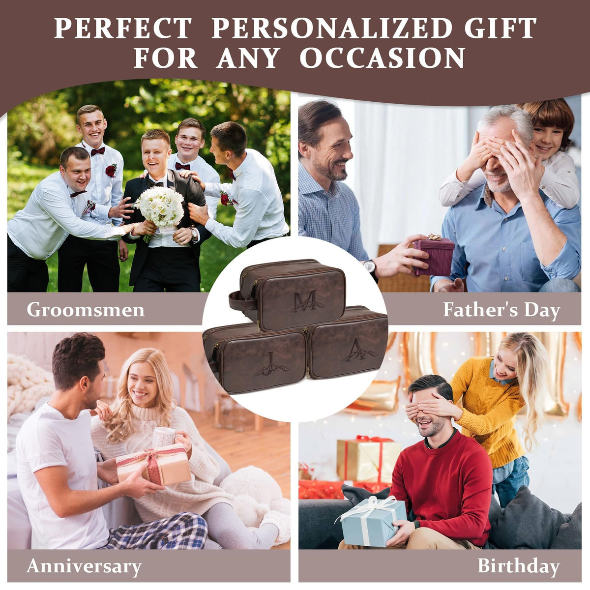 Janhavi Personalized PU Leather Travel Toiletry Bag