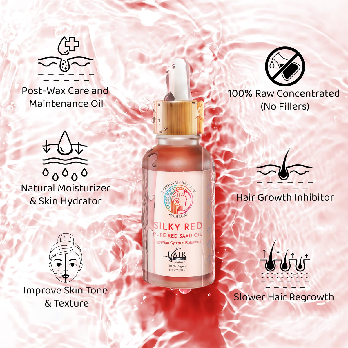 Silky Red 100% Pure Egyptian Red Saad Hair Removal Oil