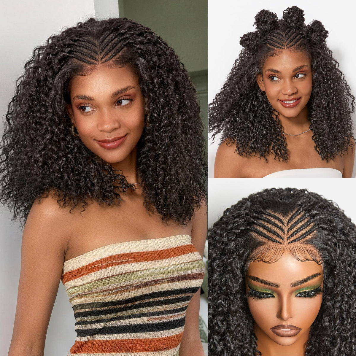 Frodio 13x4 Lace Frontal Braided Wig, Veralux Fiber-Human Hair Blend, Glueless