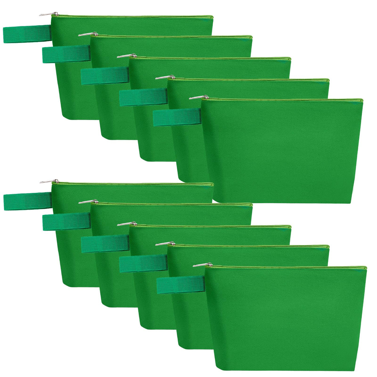 10-Piece 12oz Cotton Canvas Zipper Pouch Set, Blank DIY Organizer Bags