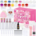 Jcoos DIY Lip Gloss Making Kit with Pigments, Glitter and Supplies