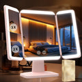 SIMETRA Rechargeable Lighted Trifold Makeup Mirror with Magnification