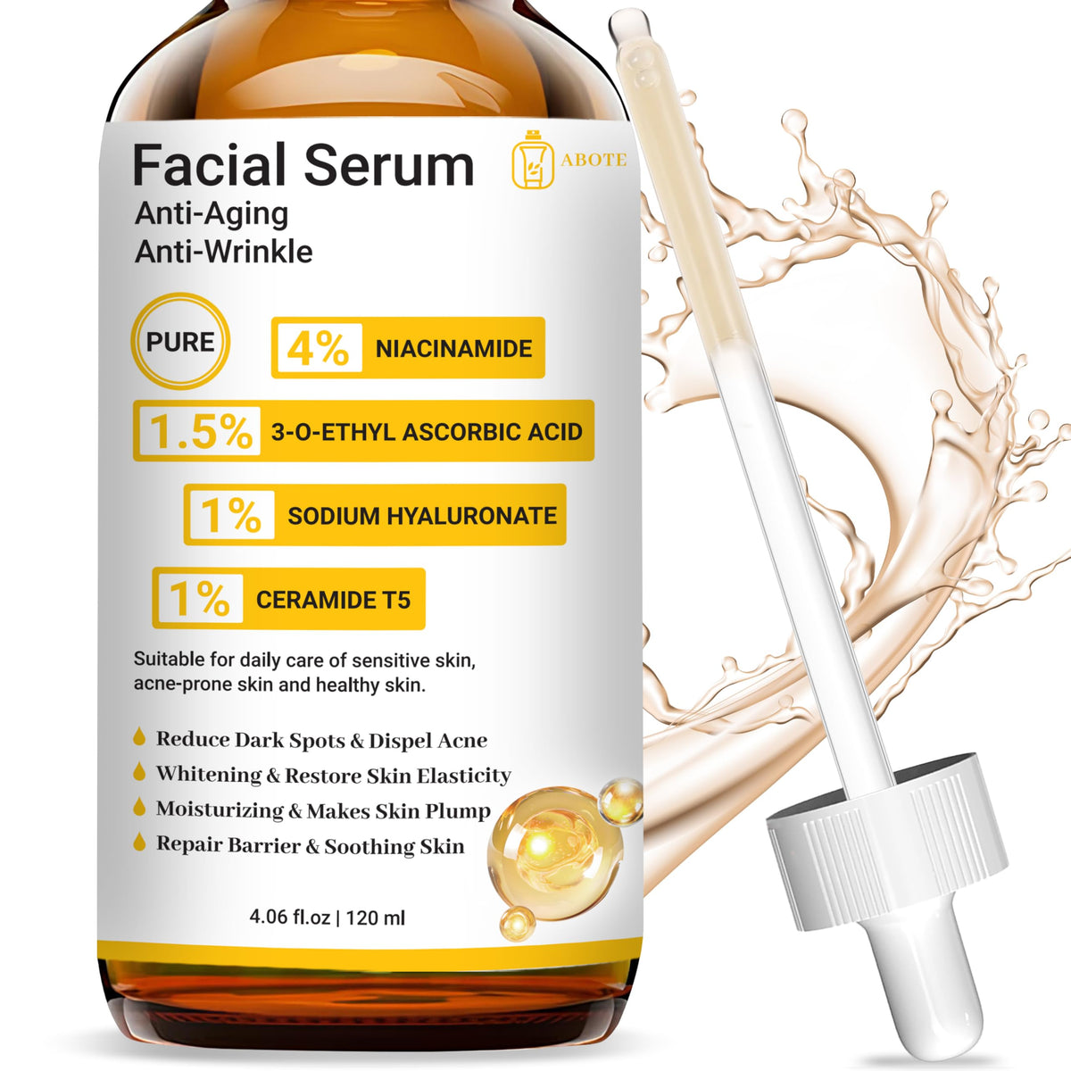 4% Niacinamide Face Serum with Vitamin C for Dark Spots and Hydration