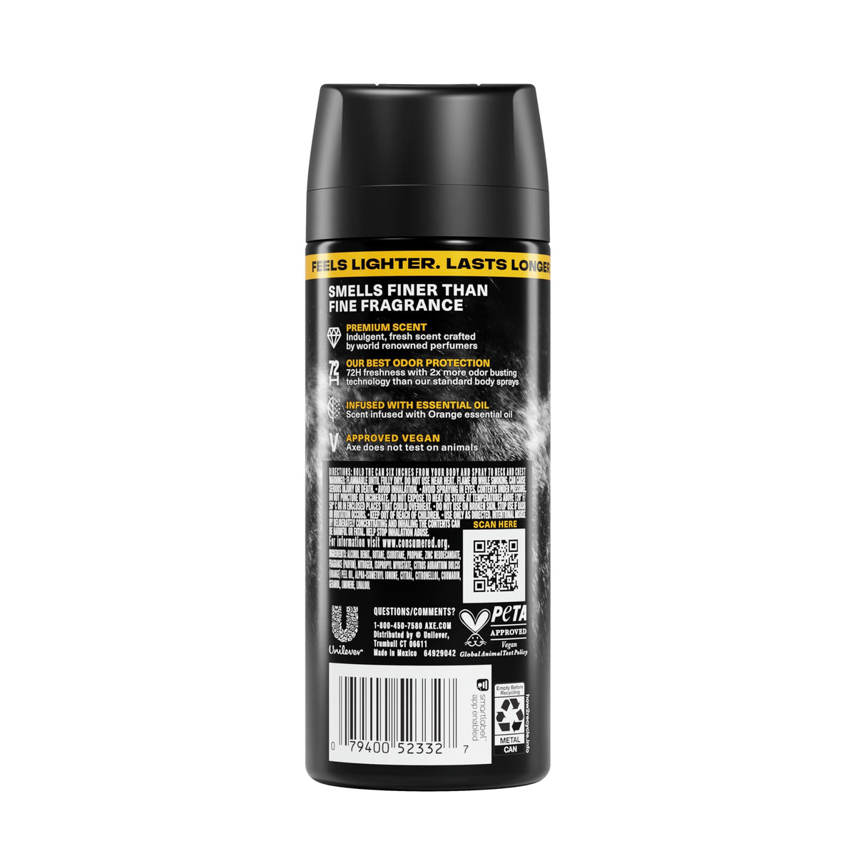 AXE Fine Fragrance Black Vanilla Deodorant Body Spray 3 Count, 2.9 oz