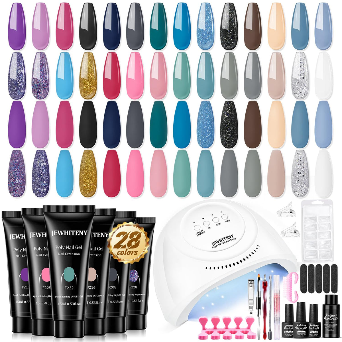 JEWHITENY Poly Nail Gel Kit for Nail Extensions and DIY Nail Art