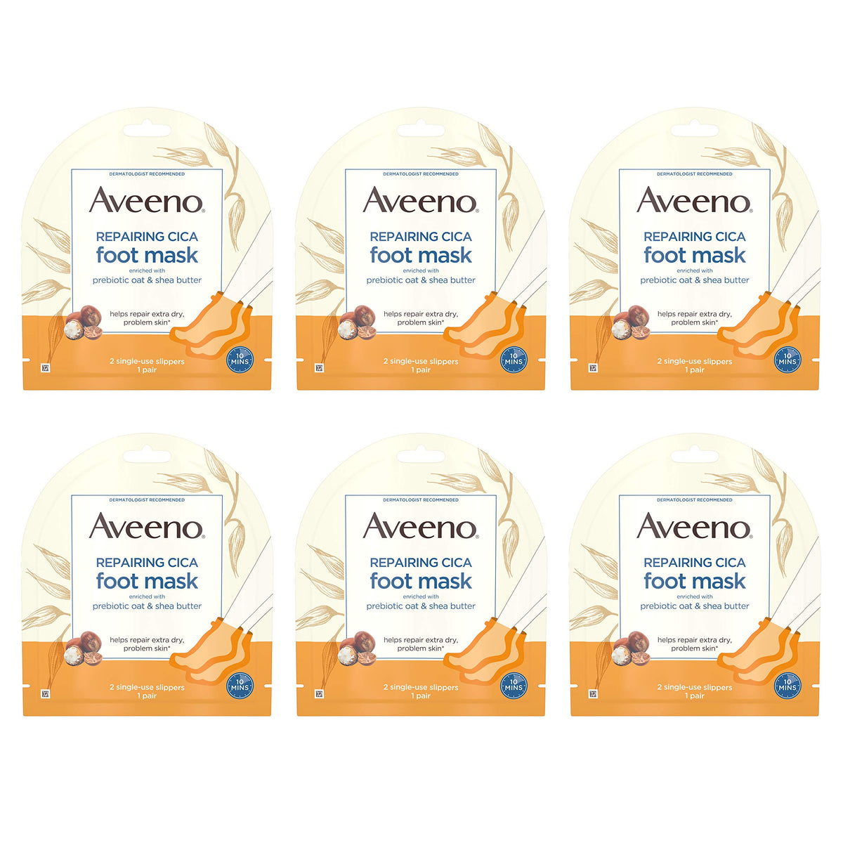 Aveeno Repairing CICA Foot Mask with Prebiotic Oat and Shea Butter